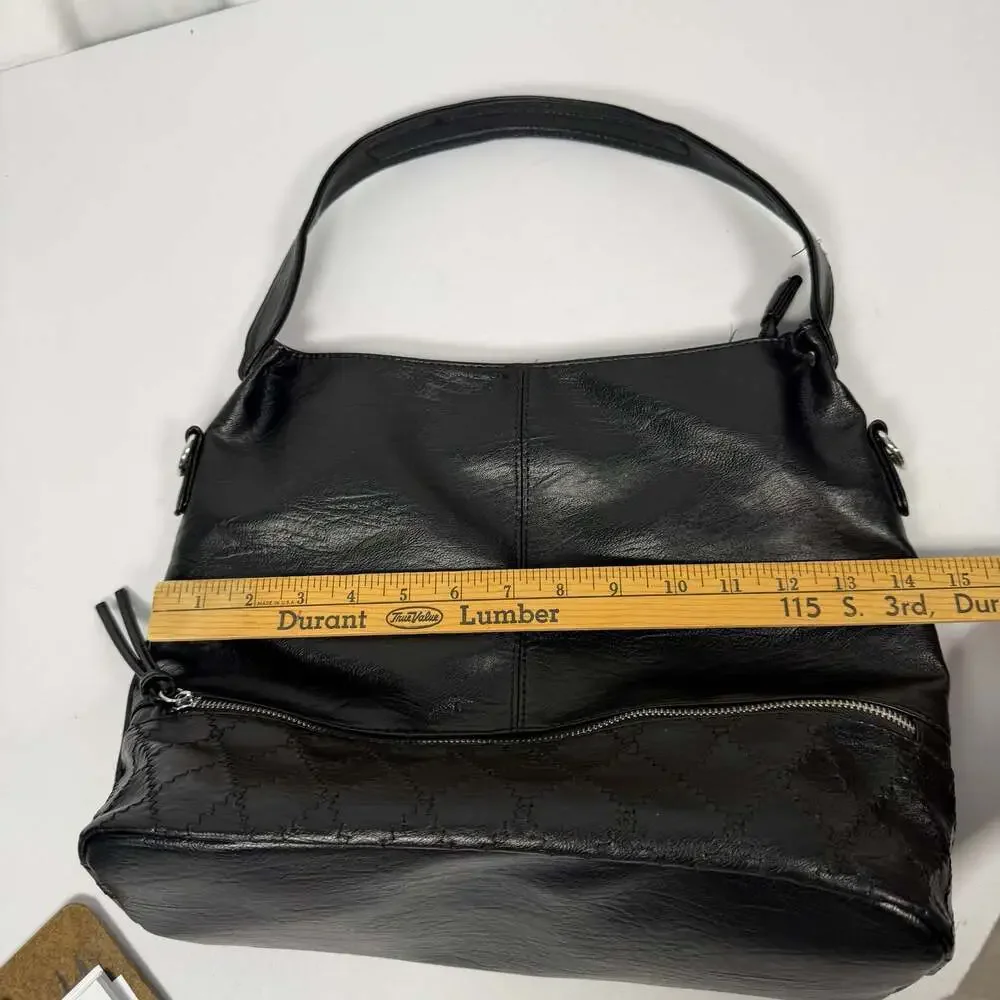 Sam & Hadley Black Hobo Shoulder Bag with Quilted Bottom Detail